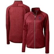 Women's Cutter & Buck Heathered Red New Orleans Saints Mainsail Sweater Knit Fleece Full-Zip Jacket