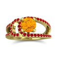 thumbnail image 1 of 2.50 T.C.W Forme Ronde Citrine & Rouge Rubis Pierre Précieuse Sparkle Bague de Mariée pour les Femmes Solide 14K Or Jaune Taille 5.5 par Diamond-Capitals, 1 of 8