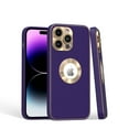 thumbnail image 4 of For Apple iPhone 11 /6.1" PU UV Leather Design Hybrid with Chrome Circle PC Hard Shockproof Bumper Full Body Protective Cover ,Xpm Phone Case [ Purple / Gold ], 4 of 4