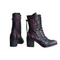 thumbnail image 4 of UTTOASFAY Boots for Women, Women'S Shoes Laceing Mid Heel Rivets Zipper Fashion Shoes Mid Leather Boots Rollbacks, 4 of 4