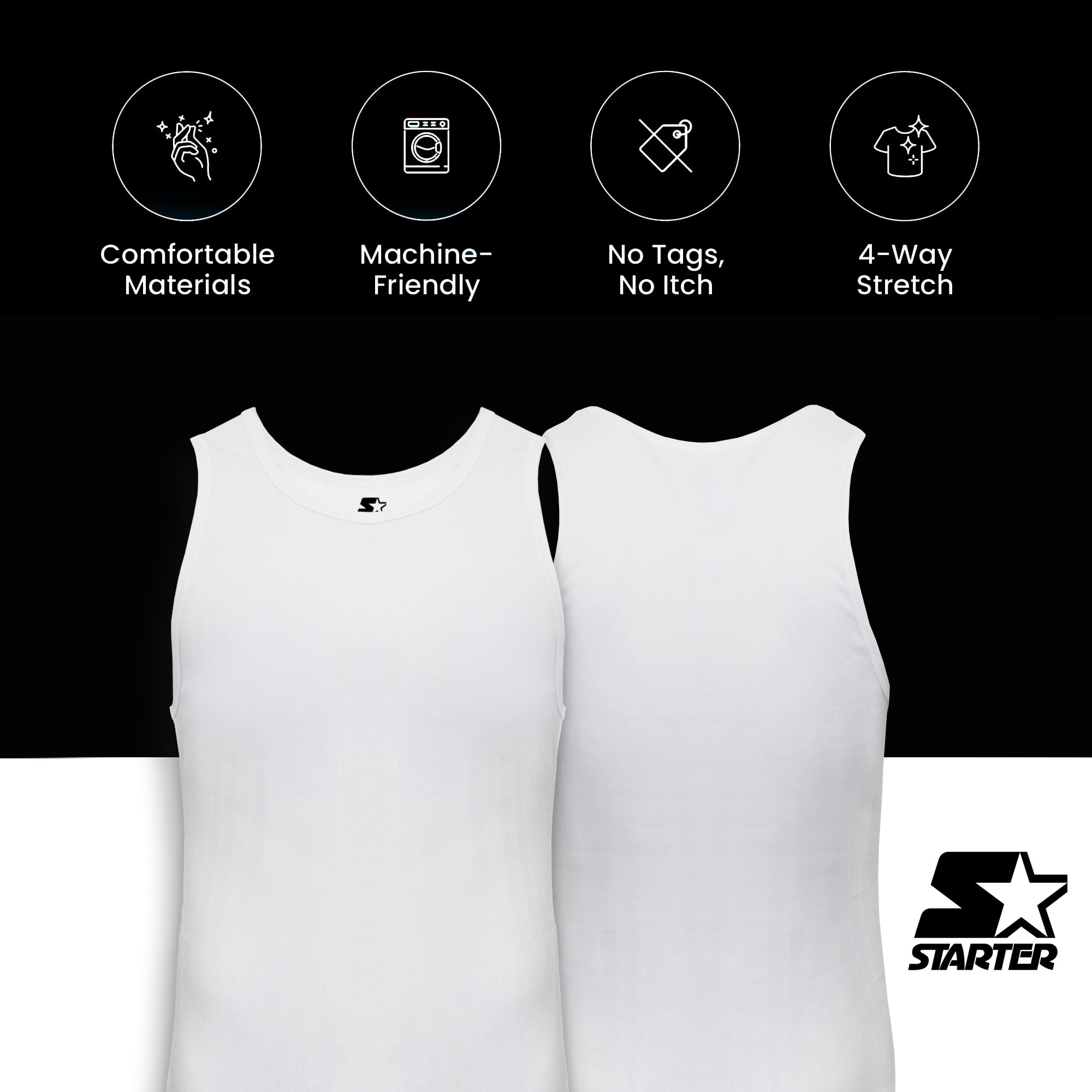 BRIEFING MEN’S UNDER SHIRT Starter men's Breathable Tagless Tank Top 6-Pack - Walmart.com