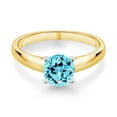 thumbnail image 2 of Gem Stone King 1.20 Ct Round Swiss Blue Topaz 10K Yellow and White Gold Ring Ring (Size 7), 2 of 4