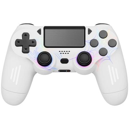 Game Controller with Light, Wireless Gaming Controller Work for P-4/Slim/Pro & PC with Dual Vibration/3.5mm Audio Jack/6-Axis Gyro/Touch Pad