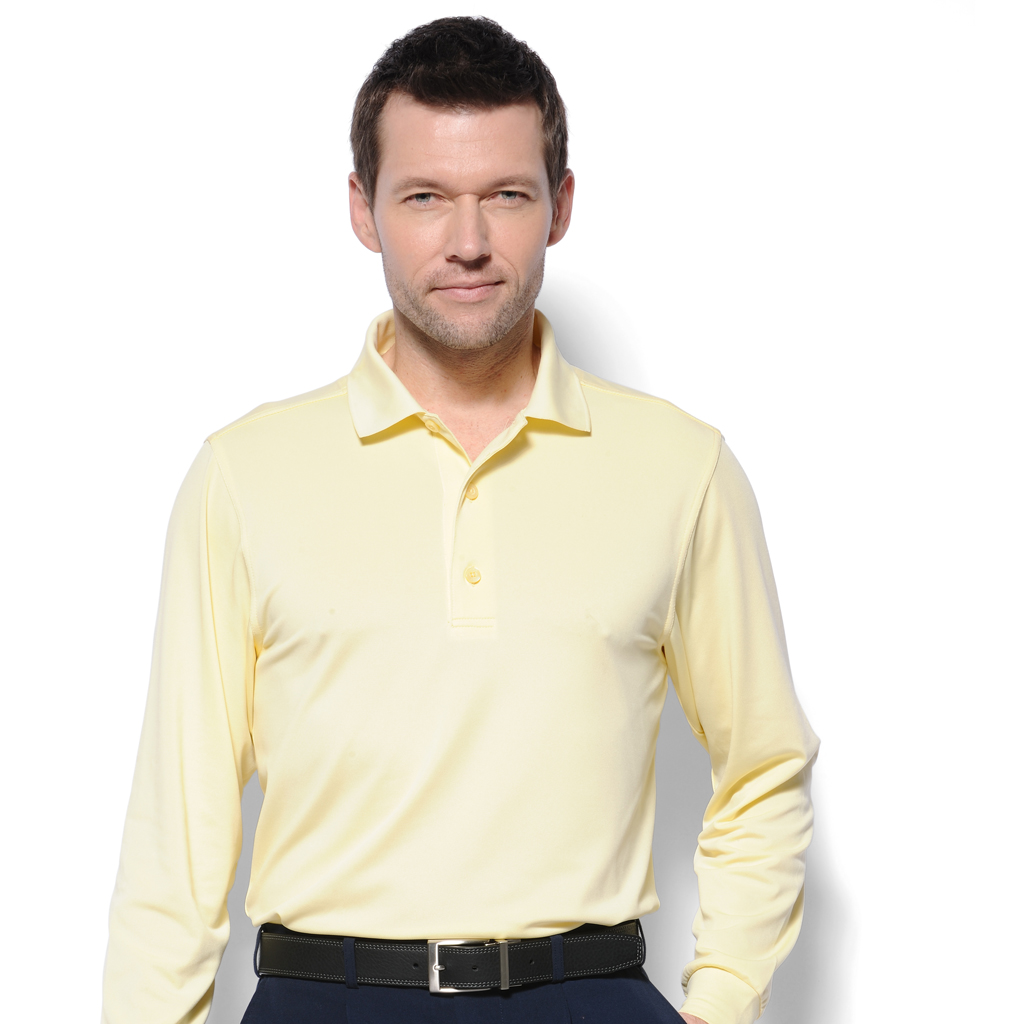Monterey Club Men's XCool Collection Solid Long Sleeve Golf Polo Shirt