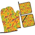 thumbnail image 2 of Cactus Hat and Chili Pepper Print Personality Oven Mitts Pot Holders Set of 4 for Chef Baking Cooking Grilling, 2 of 6