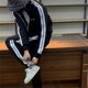 thumbnail image 3 of Versión correcta de la marca de moda pa Fo palm angel, correas a rayas, conjunto de pareja de abrigo deportivo informal de calle altatraje azul claro, 3 of 5
