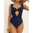 thumbnail image 5 of Yajing One Piece Swimsuit Women Women's Underwire Plunging Neck Swimsuit Bathing Suit Multiple Ways To Wear Blue L, 5 of 9