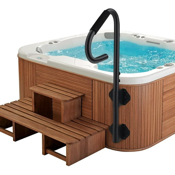 360 Rotatable Hot Tub Safety Handrail,34.7'' to 63''Adjustable Height,Hot Tub Handrail with lide-Under Base and Non-Slip Grip for Indoor Outdoor