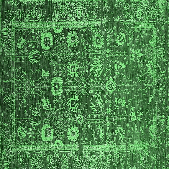 Ahgly Company Indoor Square Oriental Emerald Green Industrial Area Rugs, 3' Square