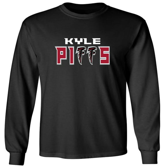 LONG SLEEVE Black Falcons Kyle Pitts Logo T-shirt ADULT