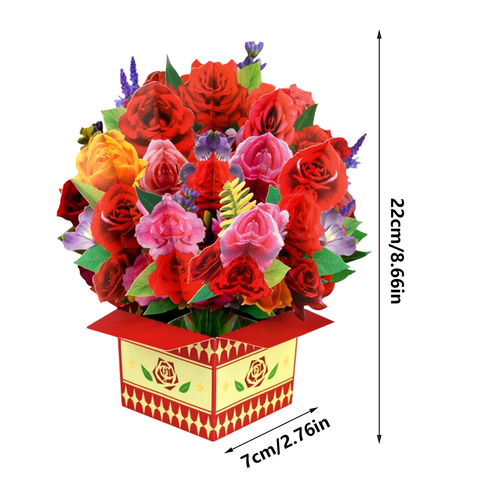 Yannianjz 4Pcs Mother's Day Greeting Card, 3D Poping-up Flower Arrangement Display Stand, Three-dimensional Bouquet Card for Birthdays, Anniversaries, Weddings