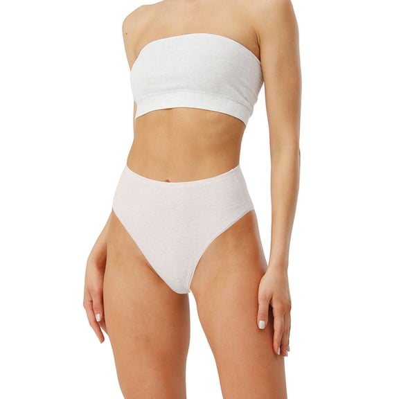 Women'S Large Size Cotton Half-Cover Hip High Waist Solid Color High Slit Briefs Cream White S
