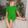 thumbnail image 4 of Balery Green Conjunto de Pijama Infantil de Manga Corta con Estampado – Ropa de Dormir de Algodón Suave-Small, 4 of 6