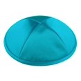 thumbnail image 1 of Kippot Zion Judaica Deluxe, turquesa satinada (1 unidad) con clips, 1 of 2