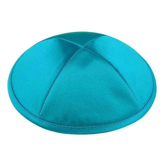 Kippot Zion Judaica Deluxe, turquesa satinada (1 unidad) con clips