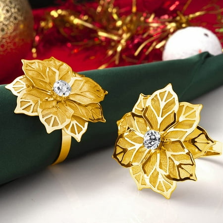 

Napkin Ring New Stainless Steel Flower Napkin Buckle European High Grade Napkin Ring Metal Ring 6Pcs Napkin Rings Alloy Hollow Out Flower Ring Napkin Holder Adornment Desktop Ornament Gold