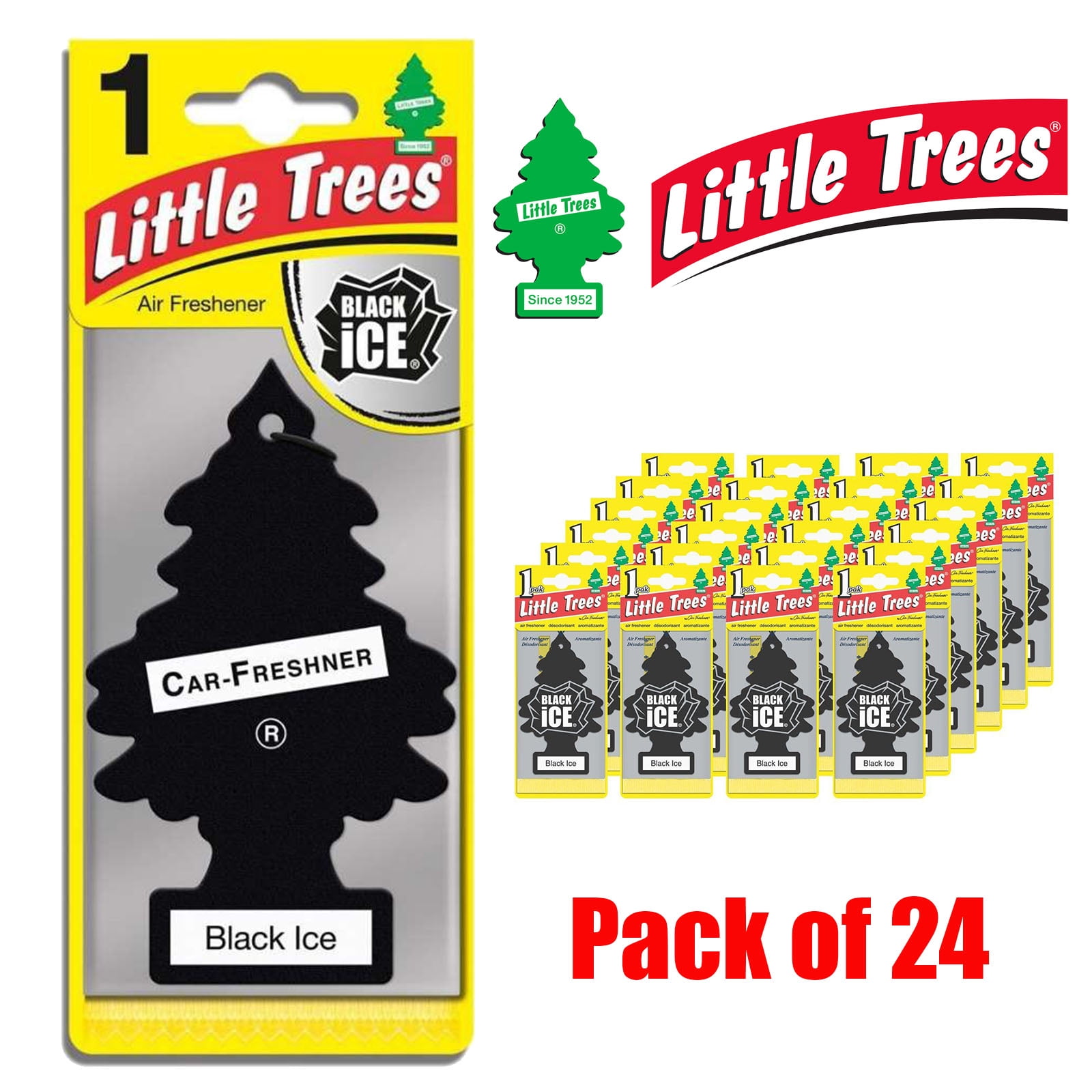 Magic Tree Little Trees Car Home Air Freshener Freshner Smell Fragrance Aroma Scent - BLACK ICE (24 Pack)