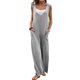 thumbnail image 3 of VISgogo Mono para mujer, elegante, sin mangas, patchwork, suelto, largo, pierna ancha, pantalones con bolsillos VISgogo  moda, 3 of 9