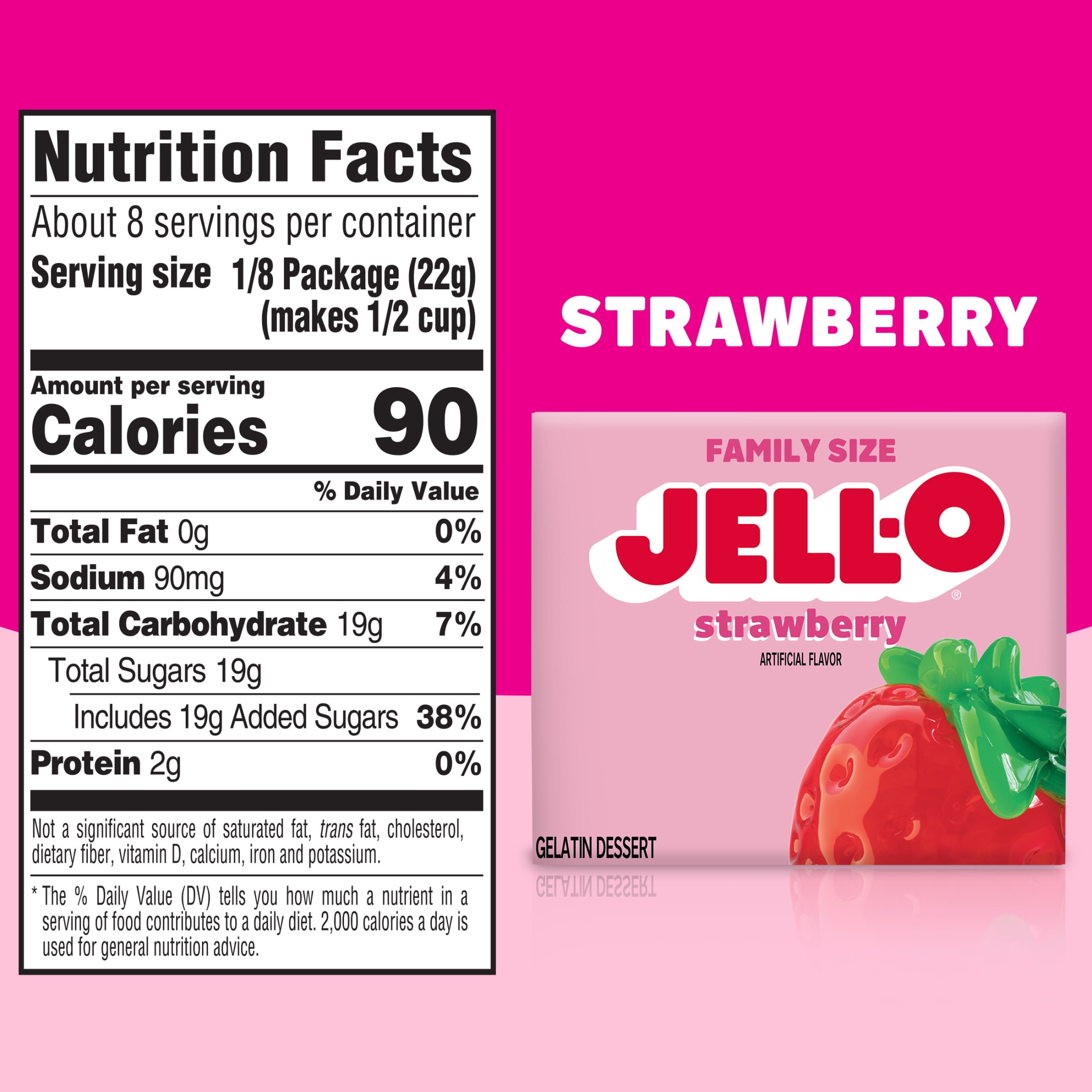 (24 pack) Jell-O Strawberry Gelatin Dessert Mix, Family Size, 6 oz Box