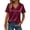 Wine1, variant on yillto Women Silky Satin Tops Cap Short Sleeve Blouse Round Neck Pleated Shirts Business Casual Outfits S-2XL