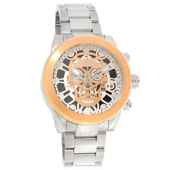 18865 Men's Corduba Skull Skeleton Dial Chronograph Steel Bracelet Watch