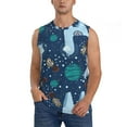 thumbnail image 2 of Lsque Alpaca Astronaut in Space Print Men's Cotton Blend Sleeveless Muscle Shirts (S-3XL)- Moisture Wicking, Odor Protection, UPF 30+,Medium, 2 of 8