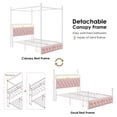 thumbnail image 6 of Hiphuta Full Size Upholstered Canopy Bed with Charging Station & Storage Drawer,Button Tufted Headboard with LED Light, Full Bed Frames, Pink, 6 of 9