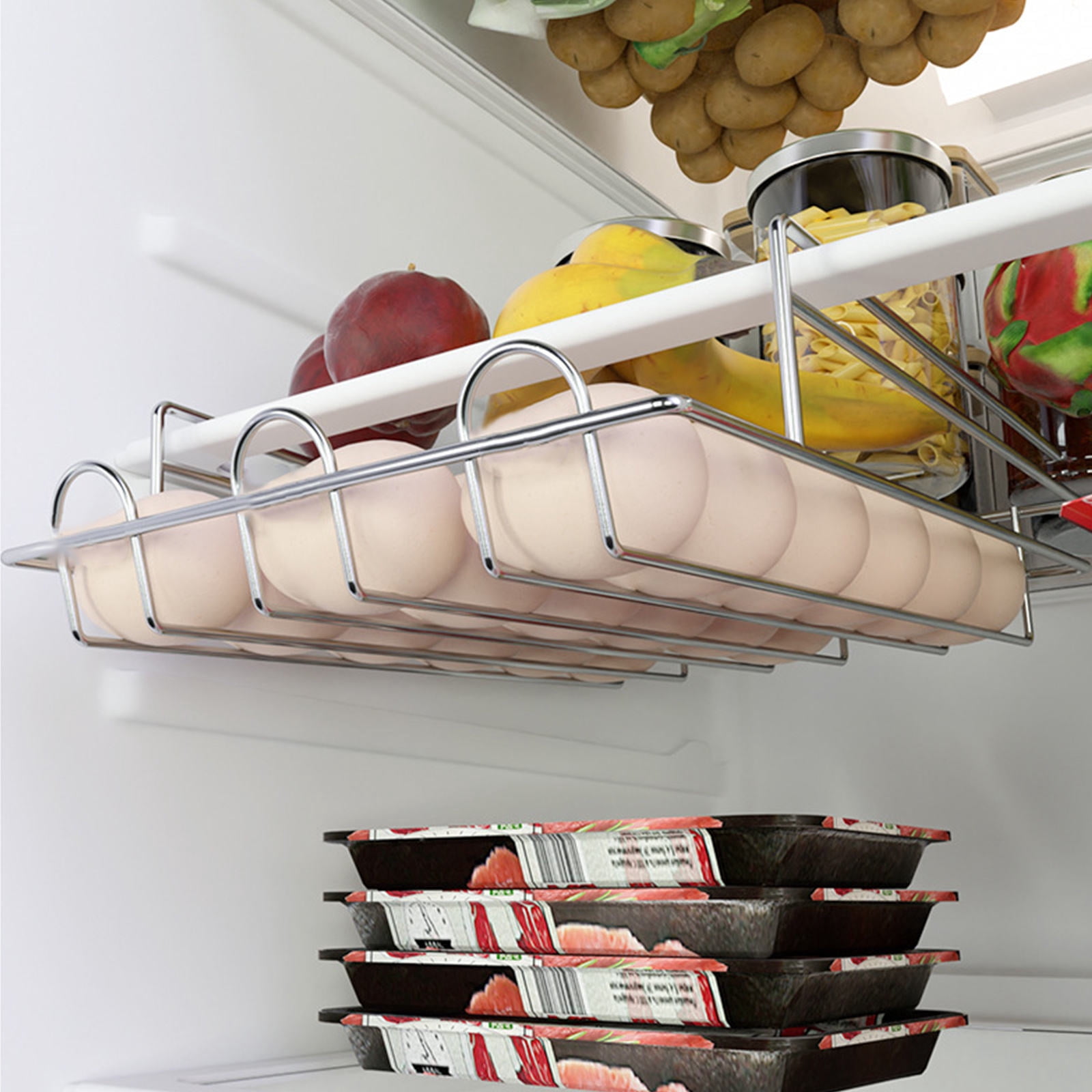 ADDHAT Stainless Steel Refrigerator Storage Rack, Kitchen Organizer Shelf for Home and Pantry Use, and Space-Saving