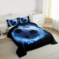 thumbnail image 4 of Manfei Blue Cartoon Football Bedding Comforter Set, Soccer Sports Lover Twin Comforter Sets, Teens Kids Boys Reversible Bedding Set, Breathable Home Decor, 2 Pieces, 4 of 9