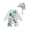 thumbnail image 1 of Akiihool Boys Swimwear Sets Boys Swim Set – UPF50+ Rashguard, Trunks with Drawstring & Cap, 4-Way Stretch, Quick Dry, Sublimated, for Beach/Pool (Beige,2-3 Years), 1 of 4