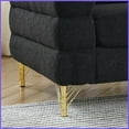 thumbnail image 2 of 2-Piece 3-Seater Black Teddy Fabric Sofa Set – Streamline Modern Living Room Furniture with Gold Metal Legs, 2 of 14