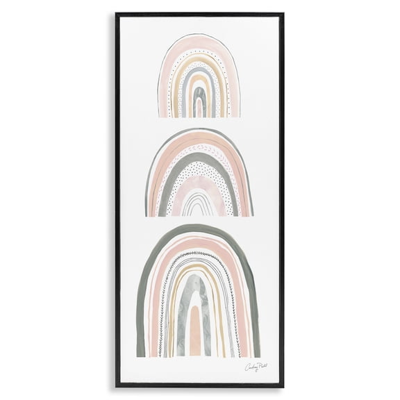 Stupell Industries Bohemian Stack of Abstract Rainbows Black Framed Giclee Art, 10 x 24, by Courtney Prahl