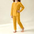 thumbnail image 3 of HAOTAGS Girls Loungewears (0-9) Casual Comfortable Long Sleeve Round-Neck Tops with Pants Set Yellow Size 3T, 3 of 8