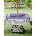 thumbnail image 4 of Hokiten Outdoor Tablecloths with Umbrella Hole & Zipper, Purple Ombre Stripes Round Tablecloth 54 Inch, Minimalist Gradient Lines Texture Waterproof Table Cloth, Patio/Pool/Picnic Table Covers, 4 of 7