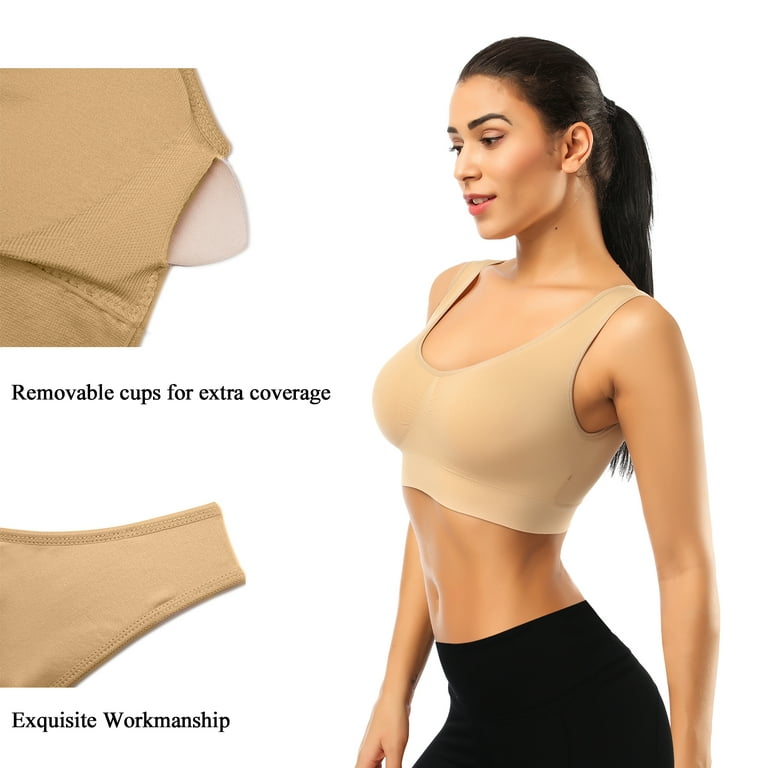 SIMIYA Sports Bra for Women Super Comfort Bras Adjustable Strap Bralette  Removable Pads Sleep Bras for Girls in Yoga Leisure Stretch Crop Tops Vest(S,  Black+Nude+White) : : Fashion