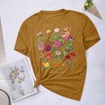 thumbnail image 4 of Blusas de Verano de las Mujeres Flor Impresa Cuello Redondo Manga Corta Superior, Verano Superior de las Mujeres, 4 of 6