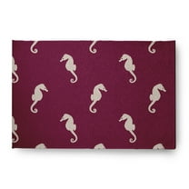 4' x 6' Simply Daisy Sea Horses Beach Style Chenille Area Rug, Maroon Red