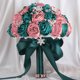 thumbnail image 2 of XmhyTop Ramo de novia para boda, dama de honor, rosa de satén, perlas artificiales, cintas de satén, ramo de flores para boda, morado, 2 of 5