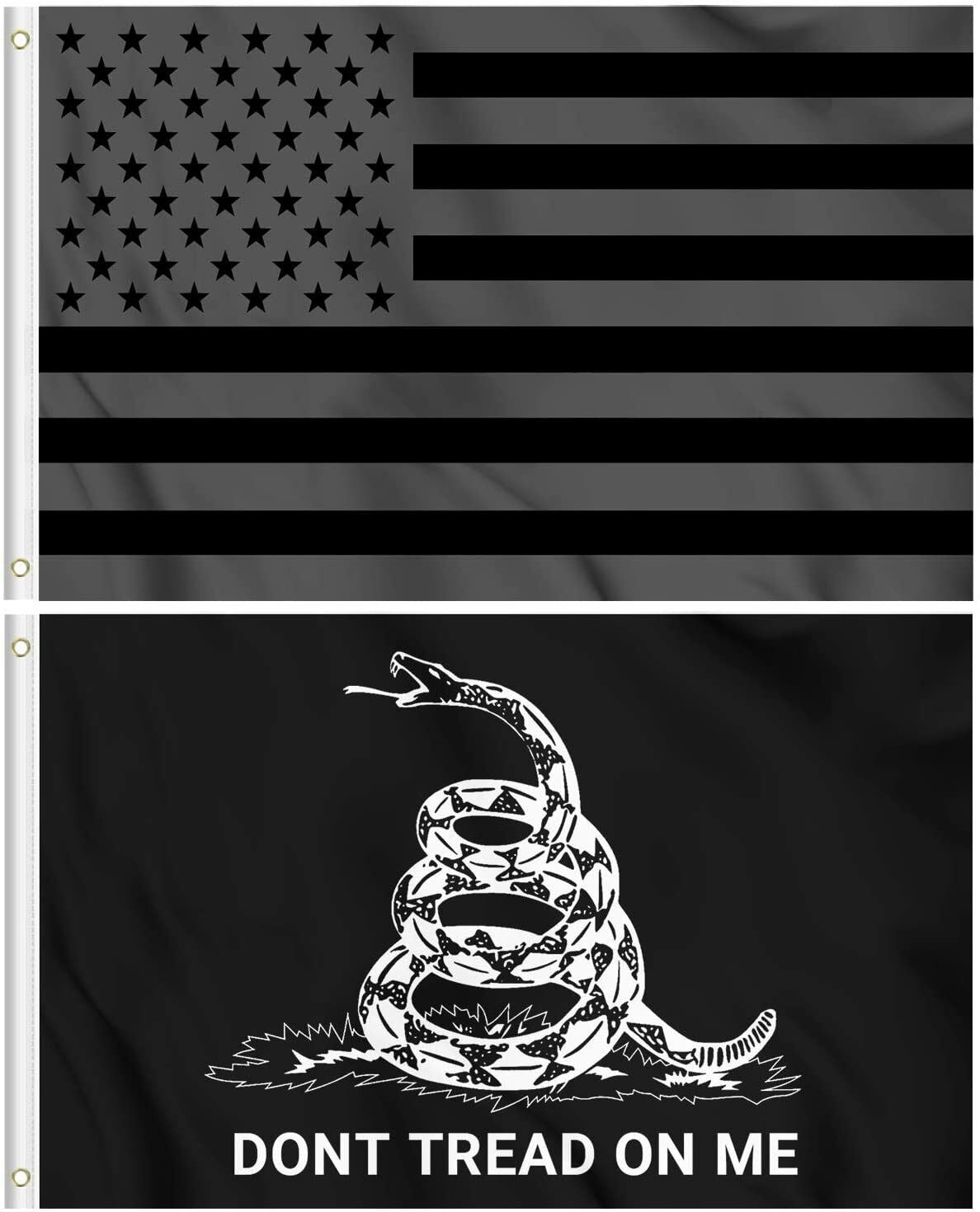 All Black Out American Flag Don't Tread On Me Gadsden Flag 3x5 ft 2