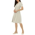 thumbnail image 4 of Allegra K Women's Peter Pan Collar Tie Neck Elegant Dress with Belt, 4 of 5