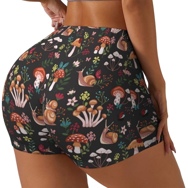 Fotbe Mushroom Snail Shorts Sin Costuras – Shorts Deportivos de Cintura Alta para Mujer, Elásticos para Gimnasio, Yoga, Running o Ciclismo-Small