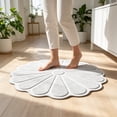 thumbnail image 5 of Flower Shaped Soft Absorbent Bath Rug Non Slip Water Resistant Lint Bathroom Floor Mat 60×60cm Home Decor Doormat,White, 5 of 6