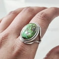thumbnail image 5 of Natural Green Copper Turquoise Ring, Turquoise Ring, December Birthstone, Designer Band, 925 Sterling Silver, Womens Ring, Christmas, Thanksgiving, Handmade, Statement Jewelry, Natural Turquoise Ring, 5 of 6