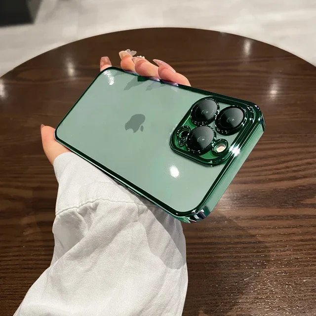 Shockproof Clear Plating Electroplate Transparent Case for iPhone 15 14 13 12 11 Pro Max Plus XS XR X Bumper Colorful Cover