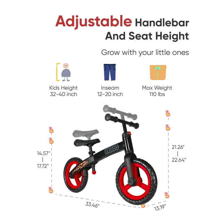 KRIDDO Toddler Balance Bike 3 Year Old Age 24 Months to 5 Years Old Modern Flame Style Early Learning Interactive Push Bicycle Gift Bike for 2.5 5 Boys Girls Black Walmart