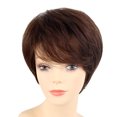thumbnail image 1 of Peluca de cabello Yuyangstore Pelucas llenas rectas cortas con flequillo oblicuo, 1 of 8