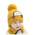 thumbnail image 4 of Oiyii Toddler Boy's Plush Beanies Printed Penguin Outdoor Bomber Hats Fall Winter Cap, Yellow, 4 of 4