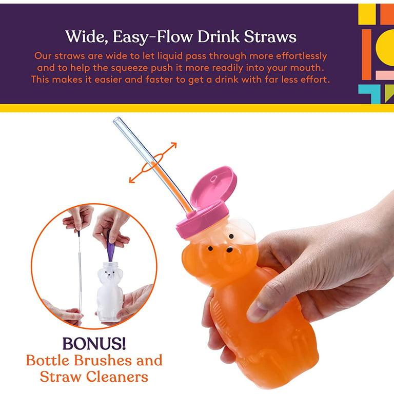 Special Supplies Honey Bear Straw Cup Long Straws, 3-Pack Squeezable  Therapy and Special Needs Assistive Drink Container, Spill Proof and Leak  Resistant Lid