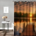 thumbnail image 2 of Orinice Wooden Bridge Fishing Man Sunset Scenery Theme Fabric Rustic Shower Curtain Sets Ocean Bathroom Decor with Hooks Waterproof Washable Yellow and Gold  36x72, 2 of 7