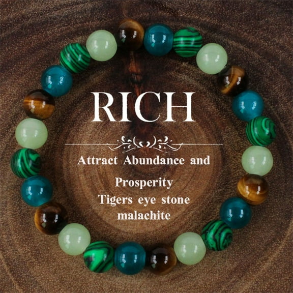 Good Luck Bracelet For Men Women Malachite Tiger Eye Stone Beaded Elastic String Jewelry For Daily Wear